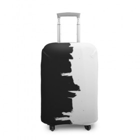 Чехол для чемодана 3D с принтом Черным по белому в Белгороде, 86% полиэфир, 14% спандекс | двустороннее нанесение принта, прорези для ручек и колес | black | white | белый | инь | чб | черный | янь
