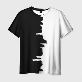 Мужская футболка 3D с принтом Черным по белому в Белгороде, 100% полиэфир | прямой крой, круглый вырез горловины, длина до линии бедер | Тематика изображения на принте: black | white | белый | инь | чб | черный | янь
