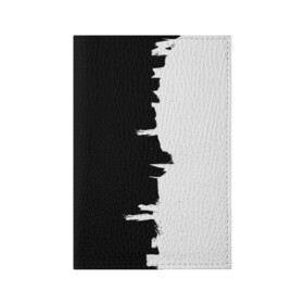 Обложка для паспорта матовая кожа с принтом Черным по белому в Белгороде, натуральная матовая кожа | размер 19,3 х 13,7 см; прозрачные пластиковые крепления | Тематика изображения на принте: black | white | белый | инь | чб | черный | янь