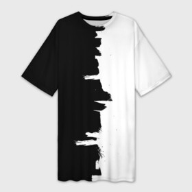 Платье-футболка 3D с принтом Черным по белому в Белгороде,  |  | black | white | белый | инь | чб | черный | янь