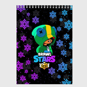 Скетчбук с принтом Новогодний Brawl Stars LEON в Белгороде, 100% бумага
 | 48 листов, плотность листов — 100 г/м2, плотность картонной обложки — 250 г/м2. Листы скреплены сверху удобной пружинной спиралью | brawl | brawl stars | crow | leon | stars | бравл | бравл старс | браво старс | игра | компьютерная | кров | леон | новогодний | новый год | онлайн | с новым годом | снежинки | старс