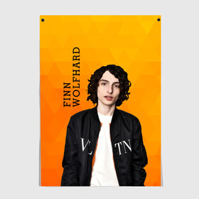 Постер с принтом finn wolfhard в Белгороде, 100% бумага
 | бумага, плотность 150 мг. Матовая, но за счет высокого коэффициента гладкости имеет небольшой блеск и дает на свету блики, но в отличии от глянцевой бумаги не покрыта лаком | finn wolfhard | очень странные дела | финн вулфард