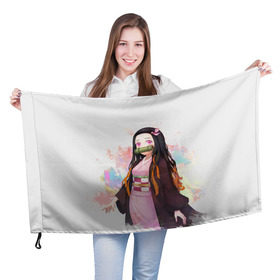 Флаг 3D с принтом Nezuko Kamado в Белгороде, 100% полиэстер | плотность ткани — 95 г/м2, размер — 67 х 109 см. Принт наносится с одной стороны | demon | kamado | nezuko | slayer | камадо | недзуко | незуко | нэдзуко | нэзуко