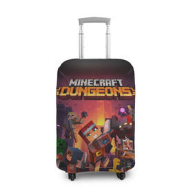 Чехол для чемодана 3D с принтом Minecraft Dungeons в Белгороде, 86% полиэфир, 14% спандекс | двустороннее нанесение принта, прорези для ручек и колес | dungeons | games | minecraft | mojang | игры | майнкрафт | подземелья | ремесло | шахтер