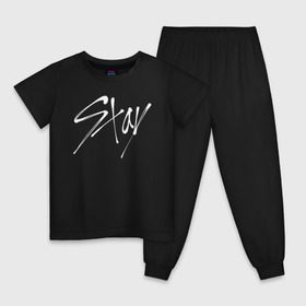 Детская пижама хлопок с принтом Stay - Stray Kids в Белгороде, 100% хлопок |  брюки и футболка прямого кроя, без карманов, на брюках мягкая резинка на поясе и по низу штанин
 | 