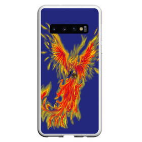 Чехол для Samsung Galaxy S10 с принтом Феникс в Белгороде, Силикон | Область печати: задняя сторона чехла, без боковых панелей | Тематика изображения на принте: горящий | летит | огонь | пар хает | пламя | птица | пылает | пылающий | феникс