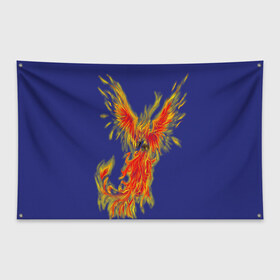 Флаг-баннер с принтом Феникс в Белгороде, 100% полиэстер | размер 67 х 109 см, плотность ткани — 95 г/м2; по краям флага есть четыре люверса для крепления | горящий | летит | огонь | пар хает | пламя | птица | пылает | пылающий | феникс