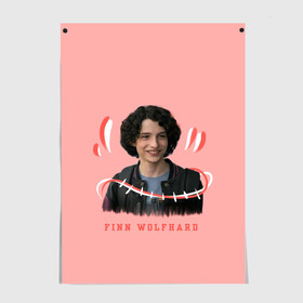 Постер с принтом finn wolfhard в Белгороде, 100% бумага
 | бумага, плотность 150 мг. Матовая, но за счет высокого коэффициента гладкости имеет небольшой блеск и дает на свету блики, но в отличии от глянцевой бумаги не покрыта лаком | finn wolfhard | очень странные дела | финн вулфард