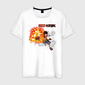 Мужская футболка хлопок с принтом Luffy Red Hawk в Белгороде, 100% хлопок | прямой крой, круглый вырез горловины, длина до линии бедер, слегка спущенное плечо. | luffy | onepiece | redhawk