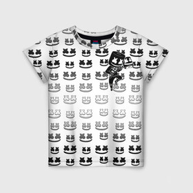 Детская футболка 3D с принтом FORTNITE X MARSHMELLO в Белгороде, 100% гипоаллергенный полиэфир | прямой крой, круглый вырез горловины, длина до линии бедер, чуть спущенное плечо, ткань немного тянется | fortnite | games | marshmello | игры | маршмелло | фортнайт