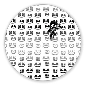 Коврик для мышки круглый с принтом FORTNITE X MARSHMELLO в Белгороде, резина и полиэстер | круглая форма, изображение наносится на всю лицевую часть | fortnite | games | marshmello | игры | маршмелло | фортнайт