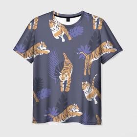 Мужская футболка 3D с принтом Тигриный прайд в Белгороде, 100% полиэфир | прямой крой, круглый вырез горловины, длина до линии бедер | lion | tiger | гепард | дикие кошки | животные | кот | кошки | лев | пантера | тигр | тигры