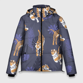 Мужская зимняя куртка 3D с принтом Тигриный прайд в Белгороде, верх — 100% полиэстер; подкладка — 100% полиэстер; утеплитель — 100% полиэстер | длина ниже бедра, свободный силуэт Оверсайз. Есть воротник-стойка, отстегивающийся капюшон и ветрозащитная планка. 

Боковые карманы с листочкой на кнопках и внутренний карман на молнии. | lion | tiger | гепард | дикие кошки | животные | кот | кошки | лев | пантера | тигр | тигры
