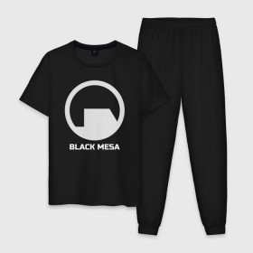 Мужская пижама хлопок с принтом Black Mesa в Белгороде, 100% хлопок | брюки и футболка прямого кроя, без карманов, на брюках мягкая резинка на поясе и по низу штанин
 | Тематика изображения на принте: alyx | black mesa | half life | half life 2 | халф лайф