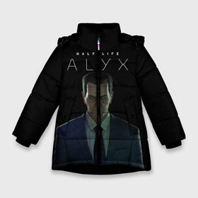 Зимняя куртка для девочек 3D с принтом Half-Life Alyx в Белгороде, ткань верха — 100% полиэстер; подклад — 100% полиэстер, утеплитель — 100% полиэстер. | длина ниже бедра, удлиненная спинка, воротник стойка и отстегивающийся капюшон. Есть боковые карманы с листочкой на кнопках, утяжки по низу изделия и внутренний карман на молнии. 

Предусмотрены светоотражающий принт на спинке, радужный светоотражающий элемент на пуллере молнии и на резинке для утяжки. | alyx | g man | gordon freeman | half life | valve | vr | аликс | валв | гордон фриман | джи мэн | халф лаййф