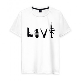 Мужская футболка хлопок с принтом love weapon в Белгороде, 100% хлопок | прямой крой, круглый вырез горловины, длина до линии бедер, слегка спущенное плечо. | love weapon оружие любовь