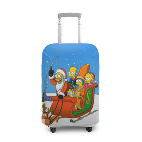 Чехол для чемодана 3D с принтом Simpsons New Year в Белгороде, 86% полиэфир, 14% спандекс | двустороннее нанесение принта, прорези для ручек и колес | bart | christmas | family | homer | lisa | maggie | marge | new | santa | simpson | simpsons | snow | thesimpsons | xmas | year | барт | гомер | лиза | мардж | мегги | санта | семья | симпсоны