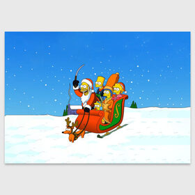 Поздравительная открытка с принтом Simpsons New Year в Белгороде, 100% бумага | плотность бумаги 280 г/м2, матовая, на обратной стороне линовка и место для марки
 | bart | christmas | family | homer | lisa | maggie | marge | new | santa | simpson | simpsons | snow | thesimpsons | xmas | year | барт | гомер | лиза | мардж | мегги | санта | семья | симпсоны