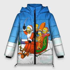 Женская зимняя куртка 3D с принтом Simpsons New Year в Белгороде, верх — 100% полиэстер; подкладка — 100% полиэстер; утеплитель — 100% полиэстер | длина ниже бедра, силуэт Оверсайз. Есть воротник-стойка, отстегивающийся капюшон и ветрозащитная планка. 

Боковые карманы с листочкой на кнопках и внутренний карман на молнии | Тематика изображения на принте: bart | christmas | family | homer | lisa | maggie | marge | new | santa | simpson | simpsons | snow | thesimpsons | xmas | year | барт | гомер | лиза | мардж | мегги | санта | семья | симпсоны