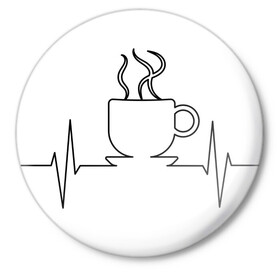 Значок с принтом Чашечку кофе? в Белгороде,  металл | круглая форма, металлическая застежка в виде булавки | бариста | бармен | вкус | кардиограмма | кофе | кофеман | напиток | подача | профессия | хобби | чашка