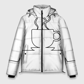 Мужская зимняя куртка 3D с принтом Чашечку кофе? в Белгороде, верх — 100% полиэстер; подкладка — 100% полиэстер; утеплитель — 100% полиэстер | длина ниже бедра, свободный силуэт Оверсайз. Есть воротник-стойка, отстегивающийся капюшон и ветрозащитная планка. 

Боковые карманы с листочкой на кнопках и внутренний карман на молнии. | Тематика изображения на принте: бариста | бармен | вкус | кардиограмма | кофе | кофеман | напиток | подача | профессия | хобби | чашка
