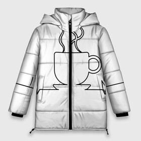 Женская зимняя куртка 3D с принтом Чашечку кофе? в Белгороде, верх — 100% полиэстер; подкладка — 100% полиэстер; утеплитель — 100% полиэстер | длина ниже бедра, силуэт Оверсайз. Есть воротник-стойка, отстегивающийся капюшон и ветрозащитная планка. 

Боковые карманы с листочкой на кнопках и внутренний карман на молнии | Тематика изображения на принте: бариста | бармен | вкус | кардиограмма | кофе | кофеман | напиток | подача | профессия | хобби | чашка