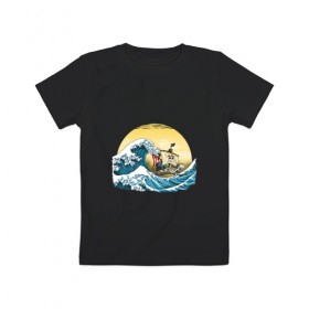 Детская футболка хлопок с принтом Ван-Пис : Большая волна в Белгороде, 100% хлопок | круглый вырез горловины, полуприлегающий силуэт, длина до линии бедер | Тематика изображения на принте: 