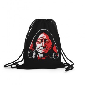 Рюкзак-мешок 3D с принтом Cherokee в Белгороде, 100% полиэстер | плотность ткани — 200 г/м2, размер — 35 х 45 см; лямки — толстые шнурки, застежка на шнуровке, без карманов и подкладки | Тематика изображения на принте: cherokee | indian | indians face | индеец | лицо индейца