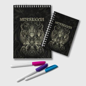 Блокнот с принтом Meshuggah в Белгороде, 100% бумага | 48 листов, плотность листов — 60 г/м2, плотность картонной обложки — 250 г/м2. Листы скреплены удобной пружинной спиралью. Цвет линий — светло-серый
 | djent | jens kidman | meshuggah | metal | грув метал | группы | метал | мешуга | музыка | рок