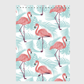 Скетчбук с принтом Тропический арт в Белгороде, 100% бумага
 | 48 листов, плотность листов — 100 г/м2, плотность картонной обложки — 250 г/м2. Листы скреплены сверху удобной пружинной спиралью | Тематика изображения на принте: animal | bird | flamingo | pink | pnik flamingo | животные | птицы | розовый | розовый фламинго | фламинго