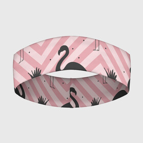 Повязка на голову 3D с принтом Черный фламинго в Белгороде,  |  | animal | bird | flamingo | pink | pnik flamingo | животные | птицы | розовый | розовый фламинго | фламинго