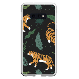 Чехол для Samsung S10E с принтом Тропический тигр в Белгороде, Силикон | Область печати: задняя сторона чехла, без боковых панелей | tiger | гепард | дикие кошки | животные | кот | кошки | пантера | тигр | тигры