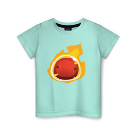 Детская футболка хлопок с принтом Огненный слайм-мини версия в Белгороде, 100% хлопок | круглый вырез горловины, полуприлегающий силуэт, длина до линии бедер | slime rancher