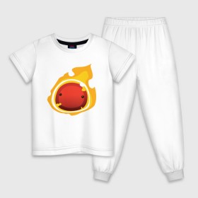 Детская пижама хлопок с принтом Огненный слайм-мини версия в Белгороде, 100% хлопок |  брюки и футболка прямого кроя, без карманов, на брюках мягкая резинка на поясе и по низу штанин
 | slime rancher