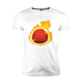 Мужская футболка премиум с принтом Огненный слайм-мини версия в Белгороде, 92% хлопок, 8% лайкра | приталенный силуэт, круглый вырез ворота, длина до линии бедра, короткий рукав | slime rancher