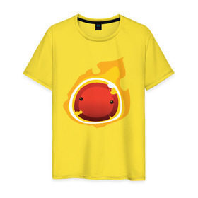 Мужская футболка хлопок с принтом Огненный слайм-мини версия в Белгороде, 100% хлопок | прямой крой, круглый вырез горловины, длина до линии бедер, слегка спущенное плечо. | slime rancher
