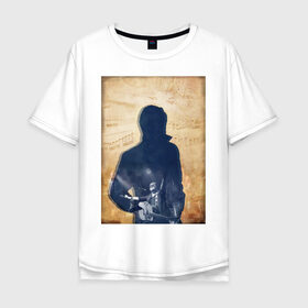 Мужская футболка хлопок Oversize с принтом BG в Белгороде, 100% хлопок | свободный крой, круглый ворот, “спинка” длиннее передней части | аквариум | бг | рок | русский рок
