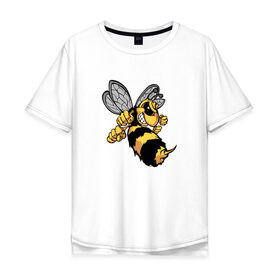 Мужская футболка хлопок Oversize с принтом Злая Пчела в Белгороде, 100% хлопок | свободный крой, круглый ворот, “спинка” длиннее передней части | злая пчела | пчела | рисунок