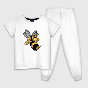 Детская пижама хлопок с принтом Злая Пчела в Белгороде, 100% хлопок |  брюки и футболка прямого кроя, без карманов, на брюках мягкая резинка на поясе и по низу штанин
 | злая пчела | пчела | рисунок