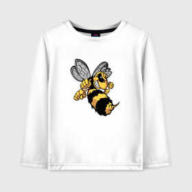 Детский лонгслив хлопок с принтом Злая Пчела в Белгороде, 100% хлопок | круглый вырез горловины, полуприлегающий силуэт, длина до линии бедер | злая пчела | пчела | рисунок