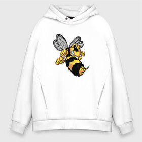 Мужское худи Oversize хлопок с принтом Злая Пчела в Белгороде, френч-терри — 70% хлопок, 30% полиэстер. Мягкий теплый начес внутри —100% хлопок | боковые карманы, эластичные манжеты и нижняя кромка, капюшон на магнитной кнопке | злая пчела | пчела | рисунок