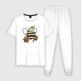 Мужская пижама хлопок с принтом Пчела С Медом в Белгороде, 100% хлопок | брюки и футболка прямого кроя, без карманов, на брюках мягкая резинка на поясе и по низу штанин
 | 