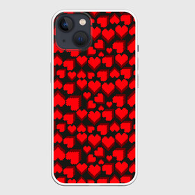 Чехол для iPhone 13 с принтом 8 Bit Love в Белгороде,  |  | 8 bit | 8 бит | game | heart | lovely | pattern | любовь | паттерн | романтика | сердечки | сердца | сердце