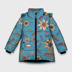 Зимняя куртка для девочек 3D с принтом Цветочный рай в Белгороде, ткань верха — 100% полиэстер; подклад — 100% полиэстер, утеплитель — 100% полиэстер. | длина ниже бедра, удлиненная спинка, воротник стойка и отстегивающийся капюшон. Есть боковые карманы с листочкой на кнопках, утяжки по низу изделия и внутренний карман на молнии. 

Предусмотрены светоотражающий принт на спинке, радужный светоотражающий элемент на пуллере молнии и на резинке для утяжки. | Тематика изображения на принте: 
