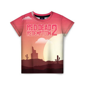 Детская футболка 3D с принтом Red Dead Redemption 2 в Белгороде, 100% гипоаллергенный полиэфир | прямой крой, круглый вырез горловины, длина до линии бедер, чуть спущенное плечо, ткань немного тянется | john marston | rdr2 | red dead | red dead redemption 2 | redemption 2 | rockstar | вестерн | выкуп | запад | ковбой | красный | мертвый | приключения | шутер