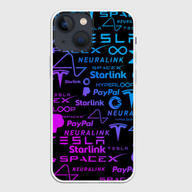 Чехол для iPhone 13 mini с принтом ЛОГОТИПЫ ПРОЕКТОВ ИЛОНА МАСКА. в Белгороде,  |  | elon musk | hyperloop | neuralink | pattern | paypal | spacex | starlink | tesla | американский предприниматель | изобретатель | илон маск | инвестор | инженер | паттерн | тесла