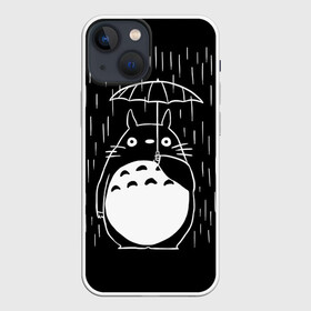 Чехол для iPhone 13 mini с принтом Тоторо прячется от дождя в Белгороде,  |  | anime | hayao miyazaki | japanese | meme | miyazaki | piano | studio ghibli | tokyo | totoro | гибли | котобус | мой | сосед | сусуватари | тонари | тоторо | хаяо миядзаки