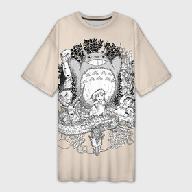 Платье-футболка 3D с принтом Тоторо в Белгороде,  |  | anime | hayao miyazaki | japanese | meme | miyazaki | piano | studio ghibli | tokyo | totoro | гибли | котобус | мой | сосед | сусуватари | тонари | тоторо | хаяо миядзаки