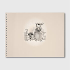 Альбом для рисования с принтом My Neighbor Totoro в Белгороде, 100% бумага
 | матовая бумага, плотность 200 мг. | Тематика изображения на принте: anime | hayao miyazaki | japanese | meme | miyazaki | piano | studio ghibli | tokyo | totoro | гибли | котобус | мой | сосед | сусуватари | тонари | тоторо | хаяо миядзаки