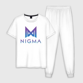 Мужская пижама хлопок с принтом Nigma esports в Белгороде, 100% хлопок | брюки и футболка прямого кроя, без карманов, на брюках мягкая резинка на поясе и по низу штанин
 | gh | kuroky | mind_control | miracle | nigma | w33 | виха | гх | джиейч | дота | дота 2 | игра | интернешнл | киберспорт | куро | майнд контрол | миракл | нигма